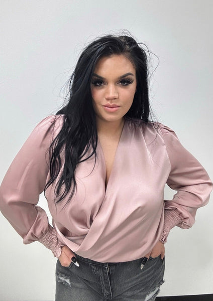 Satin Wrap Blouse