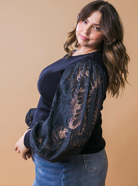 Lace Sleeve Sweater