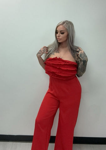 Ruffle Red Jumpsuit